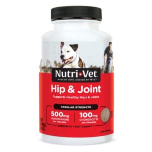 nutri-vet hip & joint chewable dog supplements | formulated with glucosamine & chondroitin for dogs | 120 count