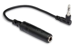 hosa mhe-100.5 1/4" trs to right angle 3.5 mm trs headphone adaptor cable, 6 inch