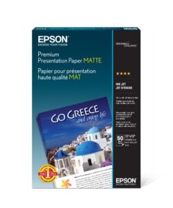 epson premium presentation paper matte (13x19 inches, 50 sheets) (s041263) , white , super b size