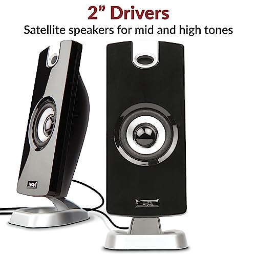 Cyber Acoustics 2.1 Subwoofer Speaker System with 18W of Power – Great for Music, Movies, Gaming, and Multimedia Computer Laptops (CA-3090)