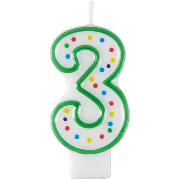 Wilton W91-03 Numeral Candle, 3-Inch by 1.5-Inch, No. 3, Green, 1-Pack