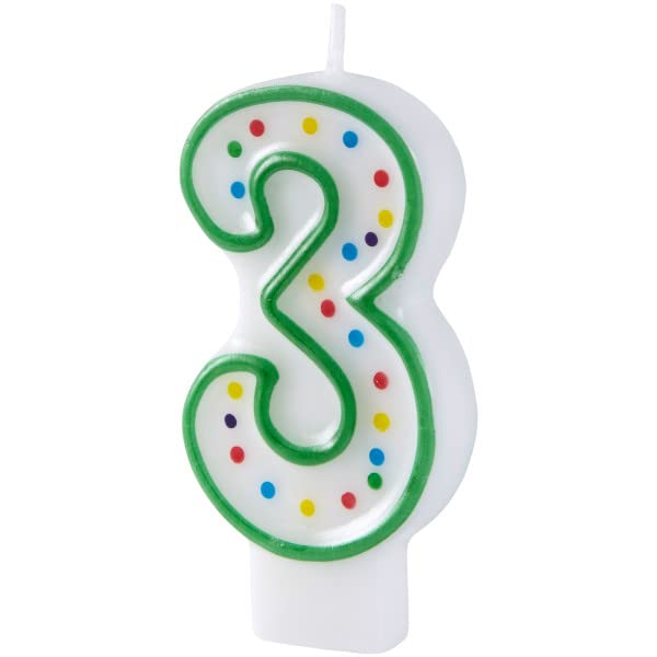 Wilton W91-03 Numeral Candle, 3-Inch by 1.5-Inch, No. 3, Green, 1-Pack