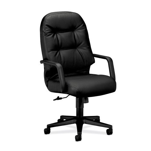 HON Leather Executive Chair - Pillow-Soft Series High-Back Office Chair, Black (H2091)