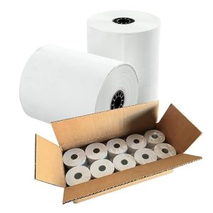 bam pos 3 1/8" x 230' thermal paper rolls - comes in bright white color - crisp & clear images - bpa free - ideal for pos system (10 rolls per case)