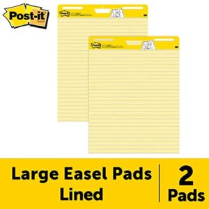 Post-it Super Sticky Easel Pad, 25 in x 30 in Sheets, Yellow Paper with Lines, 30 Sheets/Pad, 2 Pads/Pack, Great for Virtual Teachers and Students (561)