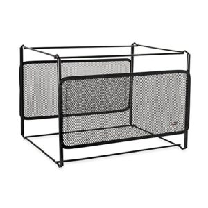 rolodex - eldon mesh collection side-load double tray with hanging file, black (22191)