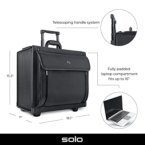 Solo Classic Collection 16 Inch Laptop Rolling Catalog Case, Black (PV78-4)