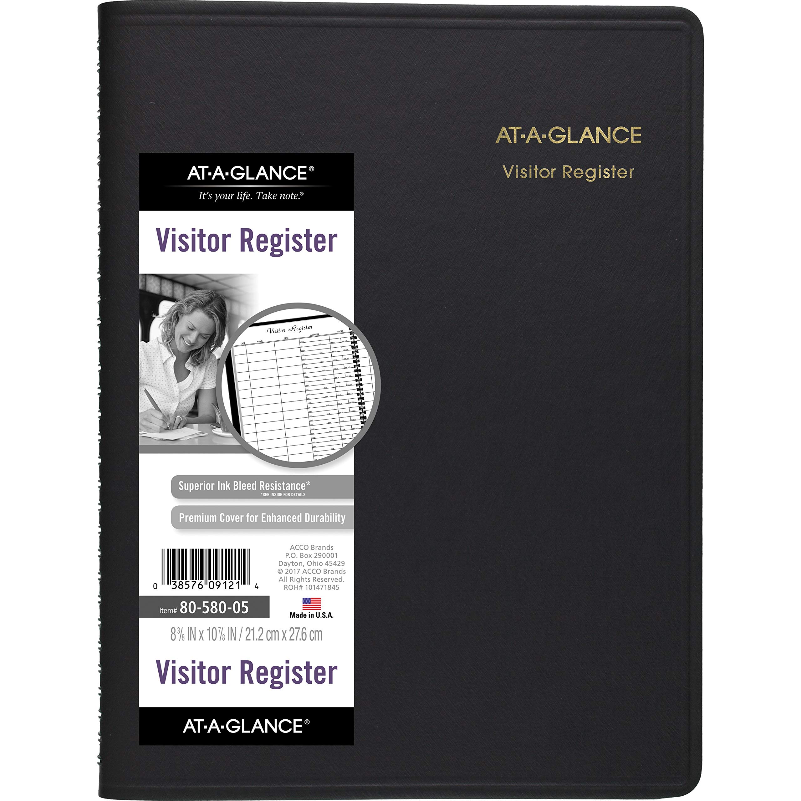 AT-A-GLANCE 8058005 Recycled Visitor Register Book, Black, 8 1/2 x 11