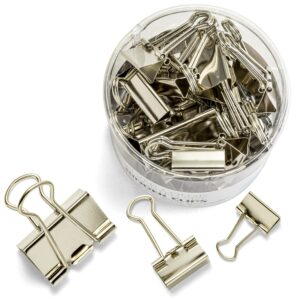 Officemate Silver Binder Clips, Assorted Sizes, 30/Tub (31021)