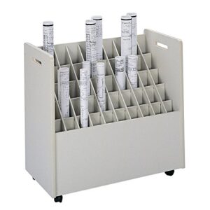 safco products 50 compartment mobile roll file cart-2 3/4" squares-grandstand design-organize & access easily-sturdy material-4 casters-50 lbs capacity-laminate finish