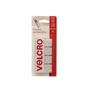 velcro brand sticky-back fasteners, removable adhesive, 0.88" x 0.88", white, 12/pack