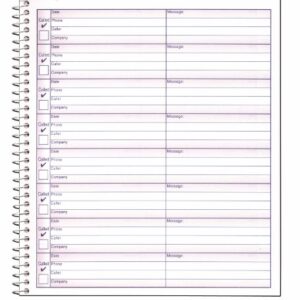 Adams Voice Mail Log, 8 1/4 x 8 1/2 Inch, Spiral Bound, 120 Forms per Book, White (S8796)