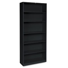 hon brigade metal bookcase - bookcase with six shelves, 34-1/2w by 12-5/8d by 81-1/8h, black (hs82abc)