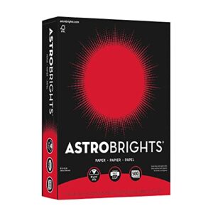 astrobrights color paper, 8.5” x 11”, 24 lb/89 gsm, re-entry red, 500 sheets (21558)