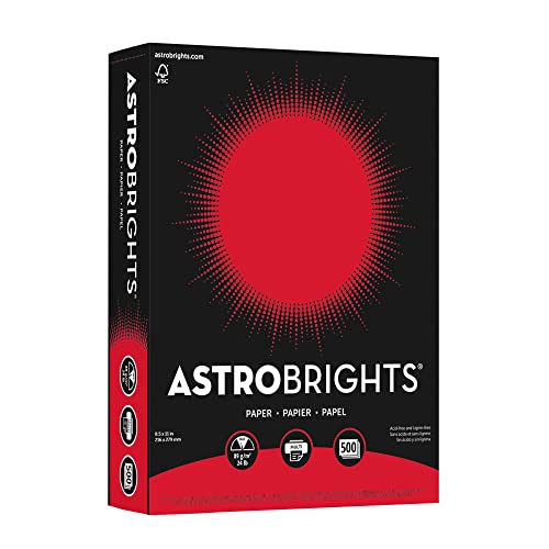 Astrobrights Color Paper, 8.5” x 11”, 24 lb/89 gsm, Re-Entry Red, 500 Sheets (21558)