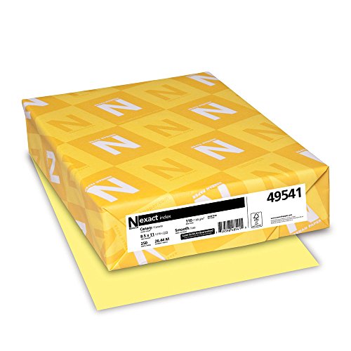 Neenah Paper Exact Index Card Stock, 110 lb Index Weight, 8.5 x 11, Canary, 250/Pack