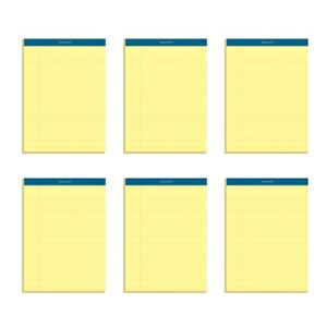 tops docket gold writing pads, 8-1/2" x 11-3/4", perforated, canary paper, narrow rule, 2x the sheets of standard pads, 100 sheets, 6 pack (63376)