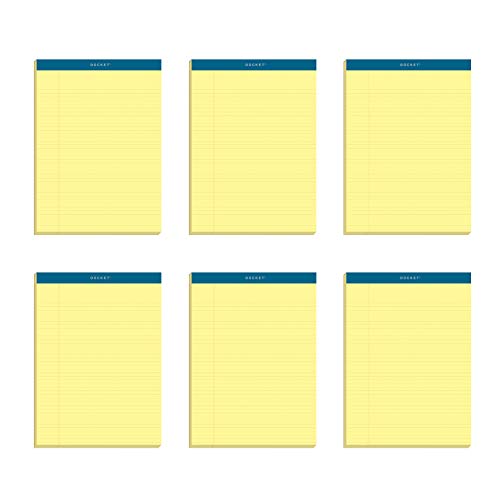 TOPS Docket Gold Writing Pads, 8-1/2" x 11-3/4", Perforated, Canary Paper, Narrow Rule, 2X The Sheets of Standard Pads, 100 Sheets, 6 Pack (63376)