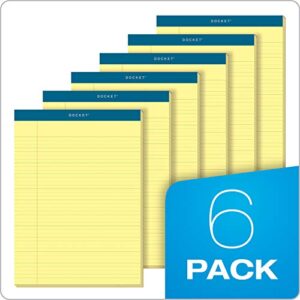 TOPS Docket Gold Writing Pads, 8-1/2" x 11-3/4", Perforated, Canary Paper, Narrow Rule, 2X The Sheets of Standard Pads, 100 Sheets, 6 Pack (63376)