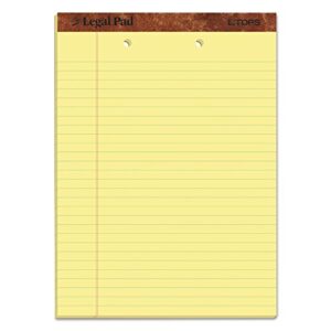 tops the legal pad writing pads, 8-1/2" x 11-3/4", canary paper, legal rule, 50 sheets, 12 pack (7531)