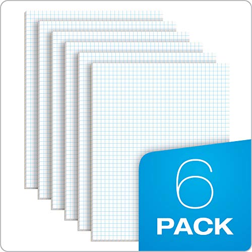 TOPS Quadrille Pad, 8.5 x 11 Inches, 15 Pound Stock, 50 Sheets per Pad, 6 Pads per Pack, White (99522)