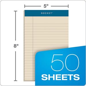 TOPS Docket Writing Tablet, 5 x 8 Inches, Perforated, Assorted Colors: Orchid, Ivory, Blue, Narrow Rule, 50 Sheets per Pad, 6 Pads per Pack (99601)