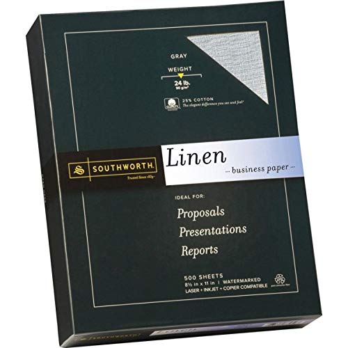 Southworth Linen Business Paper, 24 Lb., Letter Size, Gray, 500 Sheets (574C)