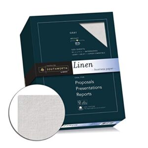 Southworth Linen Business Paper, 24 Lb., Letter Size, Gray, 500 Sheets (574C)