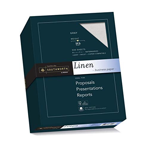 Southworth Linen Business Paper, 24 Lb., Letter Size, Gray, 500 Sheets (574C)