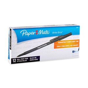 paper mate write bros ballpoint pens, fine point (0.8mm), black, 12 count