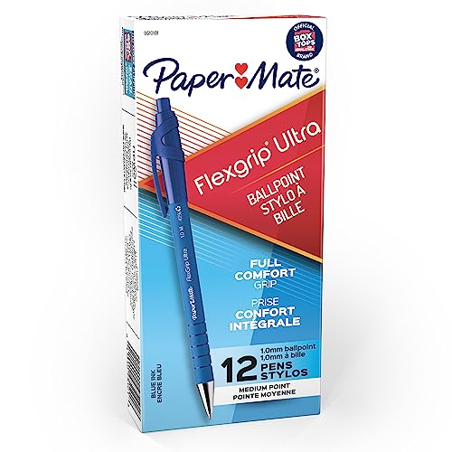 Paper Mate FlexGrip Ultra Recycled Retractable Ballpoint Pen, 1 mm Medium, Blue, 12/pk (9510131)