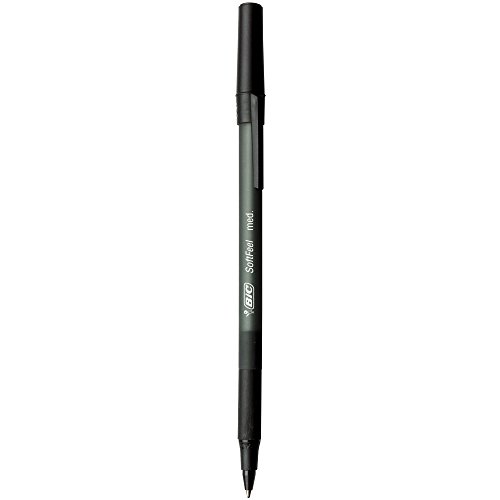BIC SGSM11BK Soft Feel Stick Ballpoint Pen, Black Ink, 1mm, Medium, Dozen