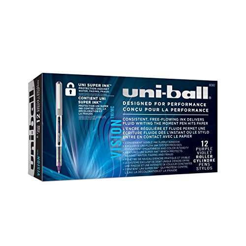 Uniball UB157 Fine Point Roller Ball Pens - Box of 12 - Purple