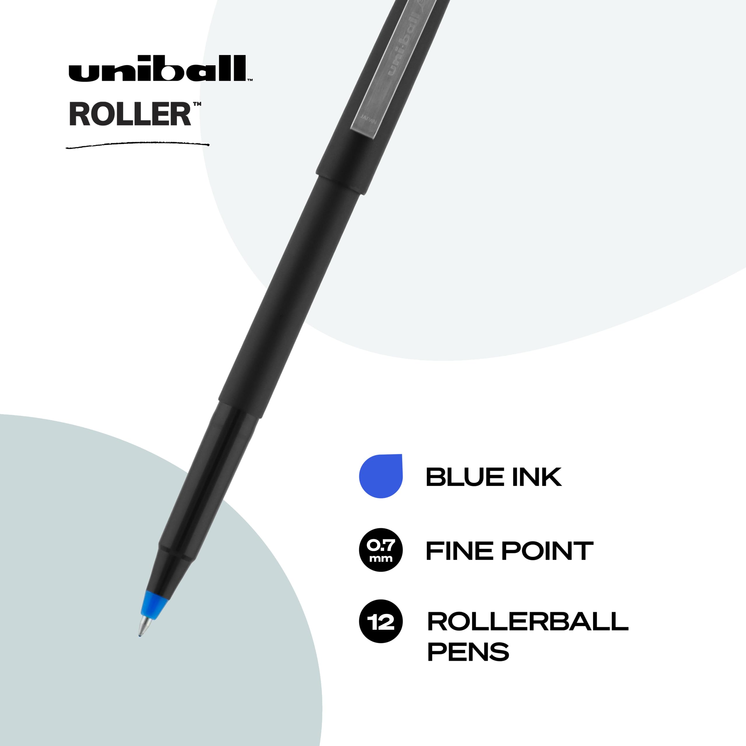 0.7mm Rollerball Fine Point Pen, 12 Pack Blue Colored Pens, Pens Fine Point, Smooth Writing, Pens Bulk for Office Supplies, Uniball Sells Gel Pens, Ballpoint Pens, Ink Pens, Black Pens, and Red Pens
