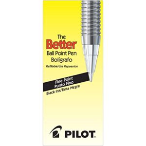 pilot the better ball point pen refillable ball point stick pens, fine point, black ink, 12-pack (35011)