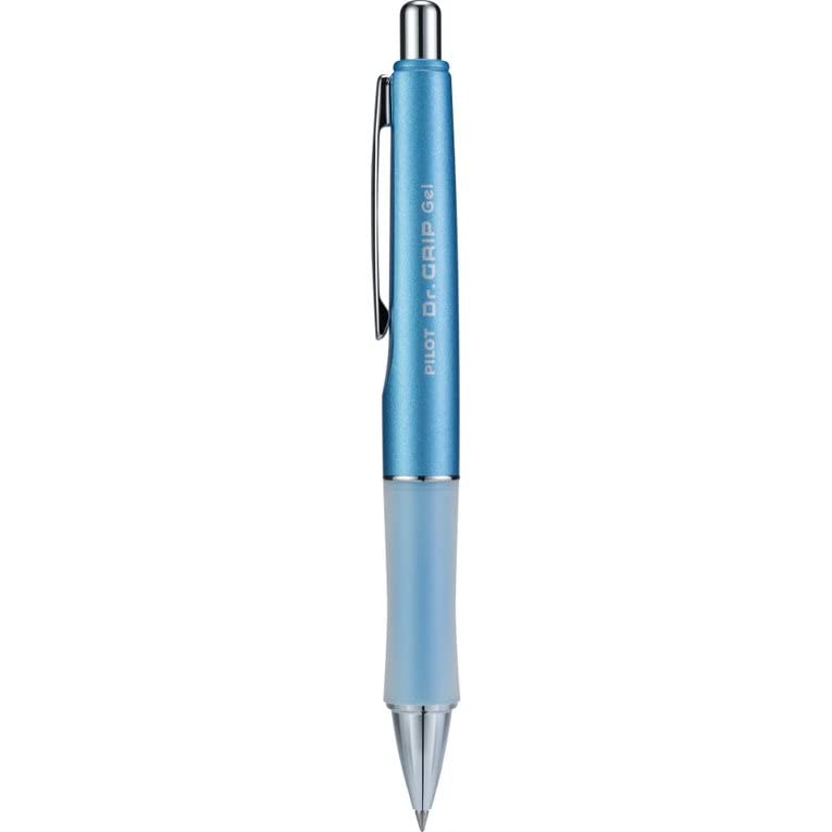 PILOT Dr. Grip Limited Refillable & Retractable Gel Ink Rolling Ball Pen, Fine Point, Metallic Ice Blue Barrel, Black Ink, Single Pen (36271)