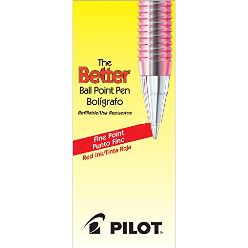 PILOT The Better Ball Point Pen Refillable Ballpoint Stick Pens, Fine Point, Red Ink, 12-Pack (37011)
