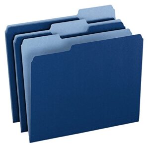 pendaflex two-tone color file folders, letter size, 1/3 cut, navy, 100 per box (152 1/3 nav)