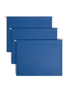 smead colored hanging file folder with tab, 1/5-cut adjustable tab, letter size, navy, 25 per box (64057)