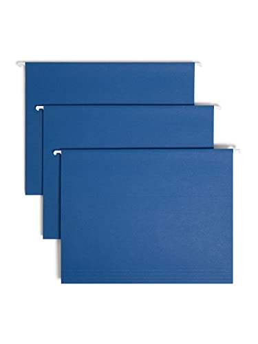 Smead Colored Hanging File Folder with Tab, 1/5-Cut Adjustable Tab, Letter Size, Navy, 25 per Box (64057)