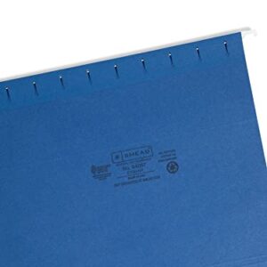 Smead Colored Hanging File Folder with Tab, 1/5-Cut Adjustable Tab, Letter Size, Navy, 25 per Box (64057)