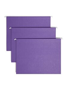 smead colored hanging file folder with tab, 1/5-cut adjustable tab, letter size, purple, 25 per box (64072)
