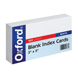 oxford blank index cards, 3x5-inch, white, 100 pack