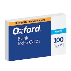 oxford blank index cards, 5" x 8", white, 100/pack