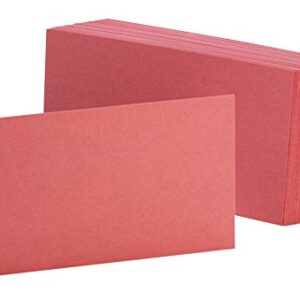 Oxford Blank Color Index Cards, 3" x 5", Cherry, 100 Per Pack (7320 CHE)