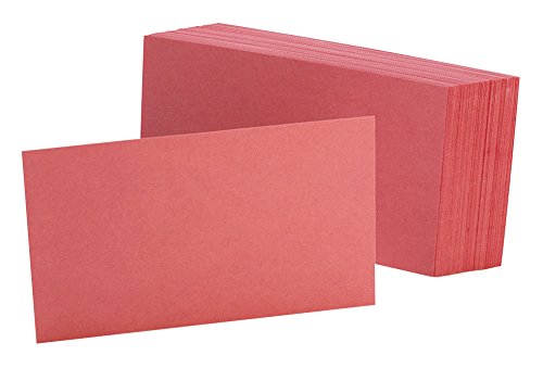 Oxford Blank Color Index Cards, 3" x 5", Cherry, 100 Per Pack (7320 CHE)