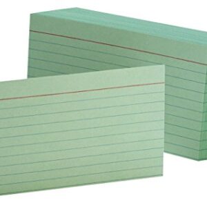 Oxford Ruled Color Index Cards, 3" x 5", Green, 100 Per Pack (7321 GRE)