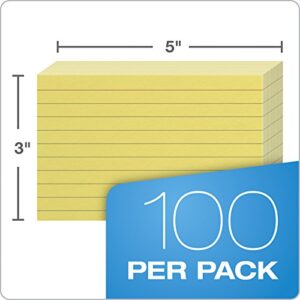 Oxford Ruled Color Index Cards, 3" x 5", Canary, 100 Per Pack (7321 CAN)
