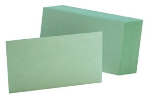 oxford blank color index cards, 4" x 6", green, 100 per pack (7420 gre)