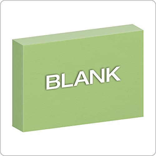 Oxford Blank Color Index Cards, 4" x 6", Green, 100 Per Pack (7420 GRE)